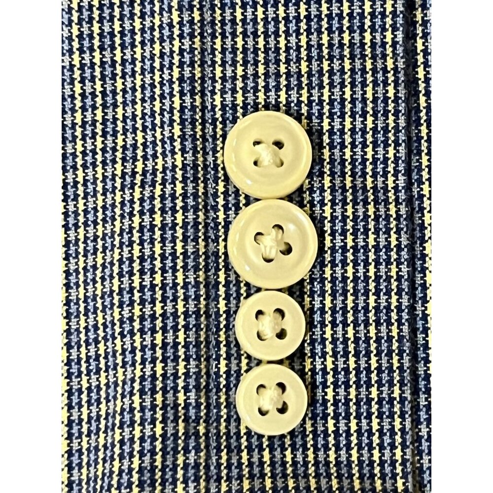 Lands’ End Men’s 15.5 33 Dress Shirt Blue Yellow Plaid Cotton Button Front Used - Picture 6 of 12